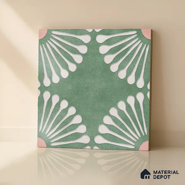 Floral Wall Tile TL 07245 B Plana 4004 Granula 1 ft x 1 ft Ceramic Matte Finish - 9 mm  | 2 mm Spacer is Mandatory | Please Expect a Slight Variation of Pattern (Sample)